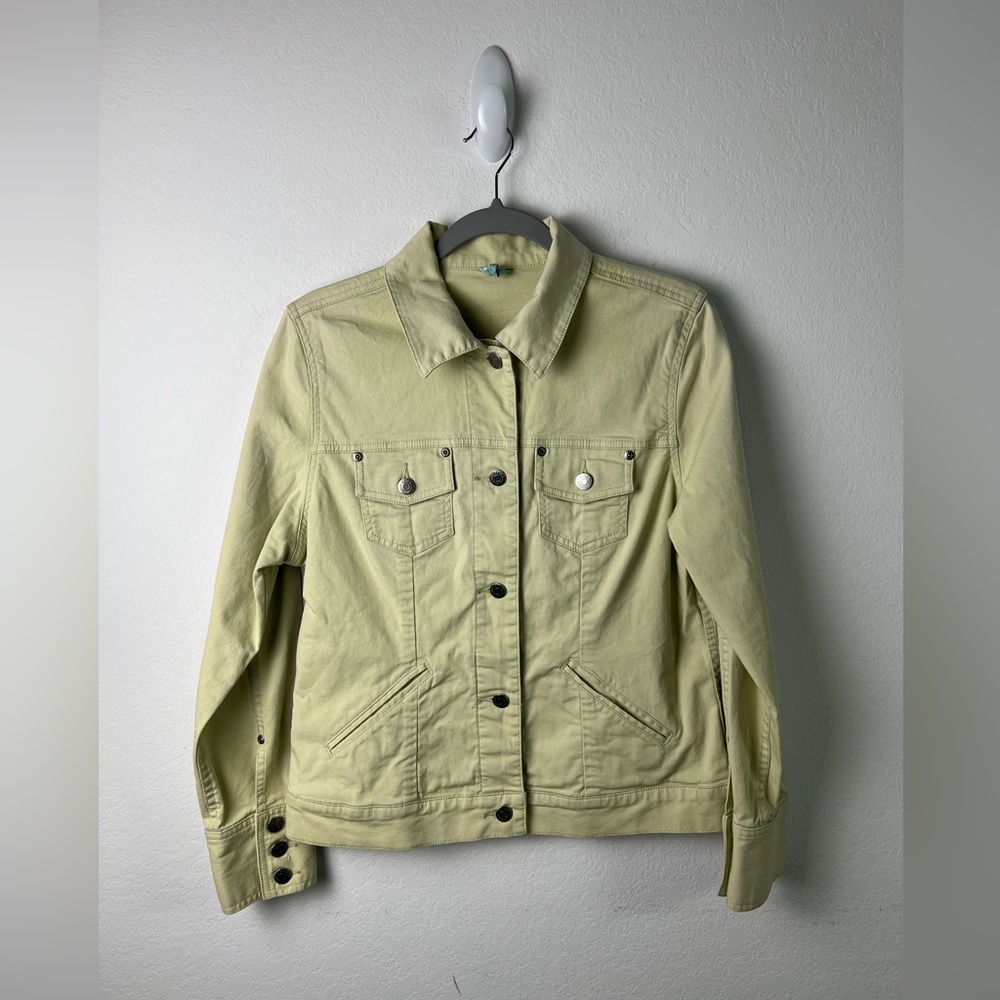 Eddie Bauer Green Cotton Western Summer Vacation Classic Denim Style Jacket